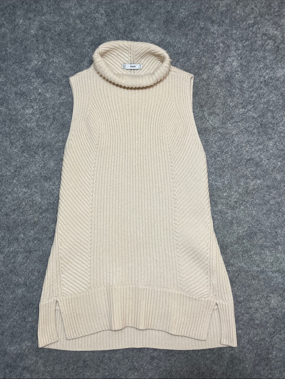 Vince Cream Sleeveless Cowl Turtleneck Sweater Vest